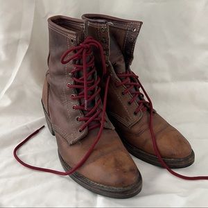 ✨ Santa Fe Boot Co Leather Lace Up Boots - Size 8
